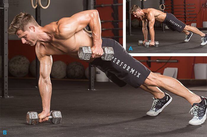 Man doing dumbbell rows